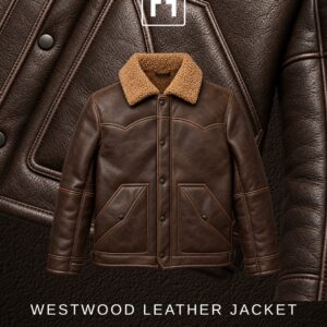 Men's Shearling-Collar Leather Jacket — Western Snap Front