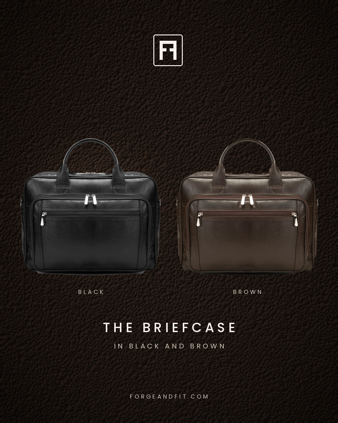 Unisex Leather Work Briefcase, Twin-Zip Main Compartment