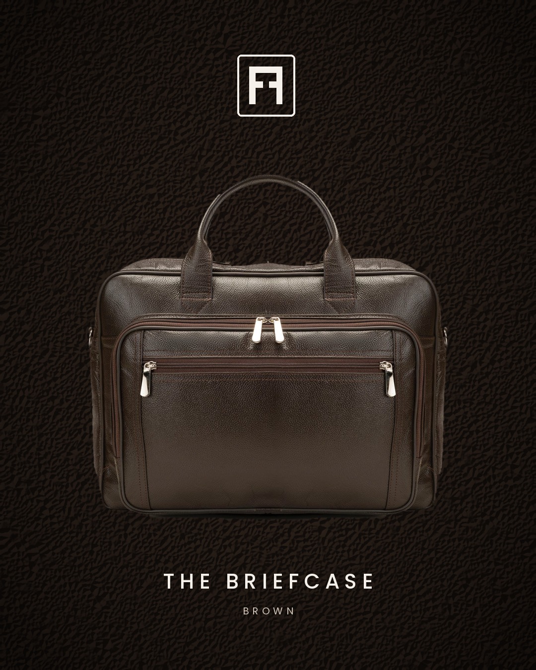 Unisex Leather Work Briefcase, Twin-Zip Main Compartment - Image 2