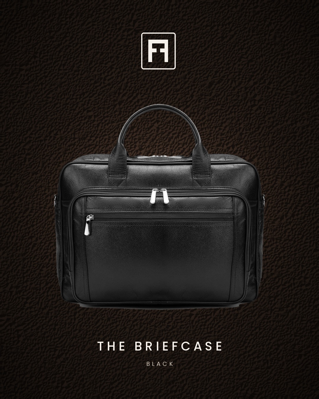 Unisex Leather Work Briefcase, Twin-Zip Main Compartment - Image 3